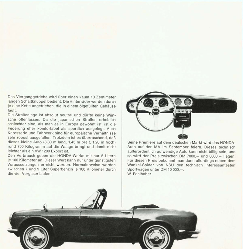 Honda S600 Brochure Page 3