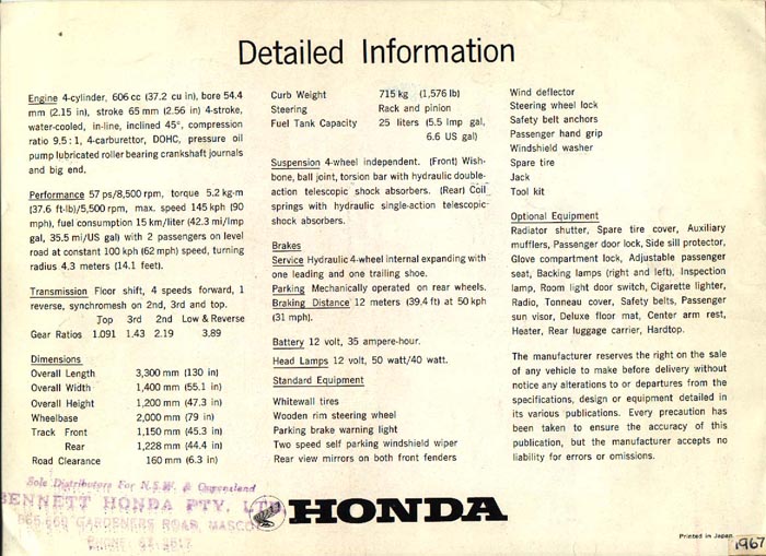 Honda S600 Brochure Page 10
